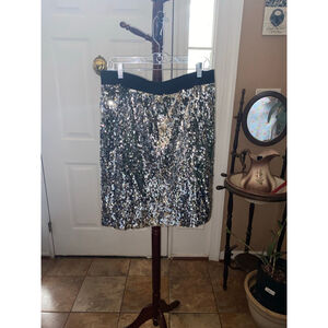 Women's Vince Camuto Sequin Skirt Size 14 Silver